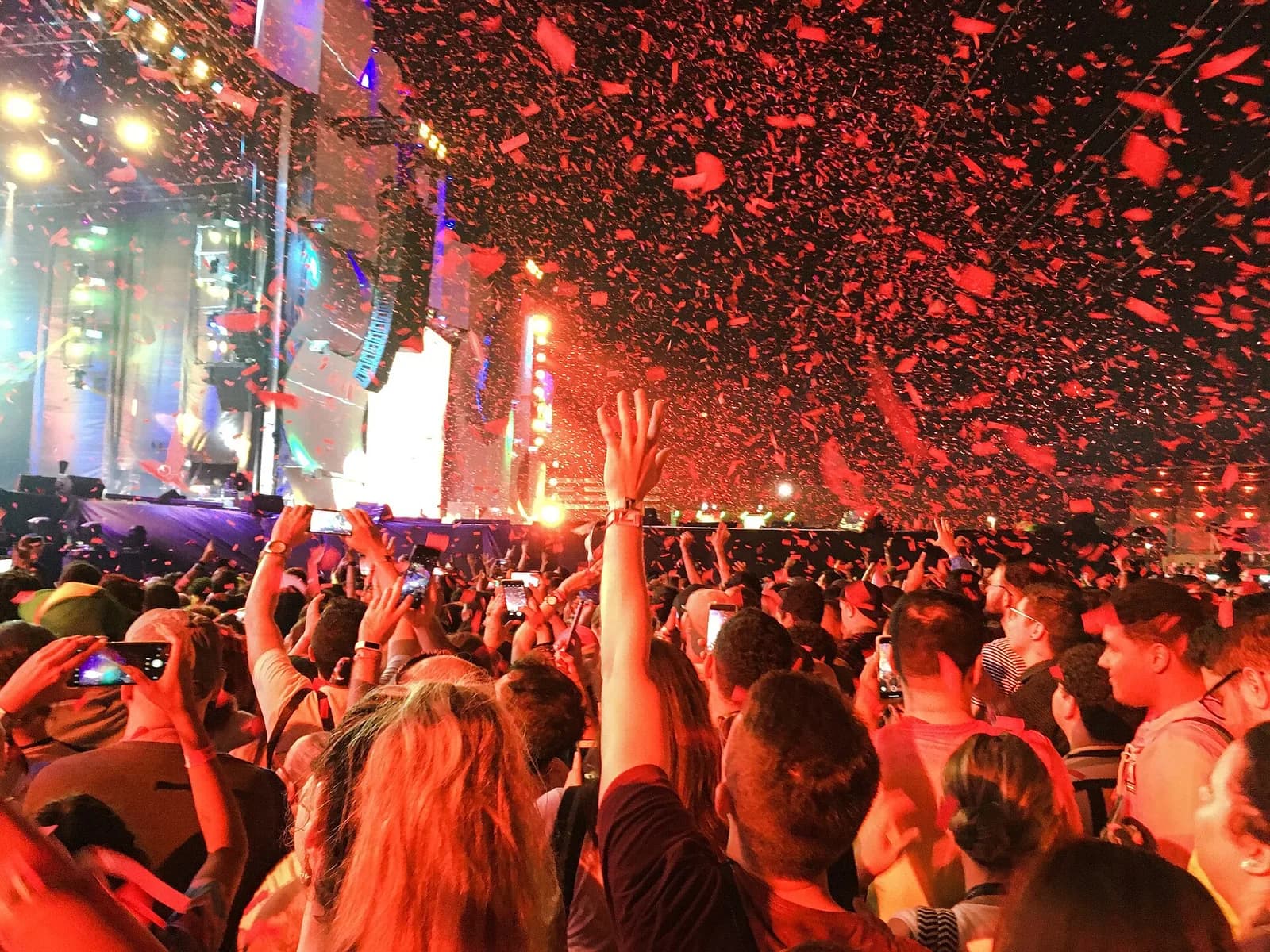Confetti falling over the crowd at Rock in Rio