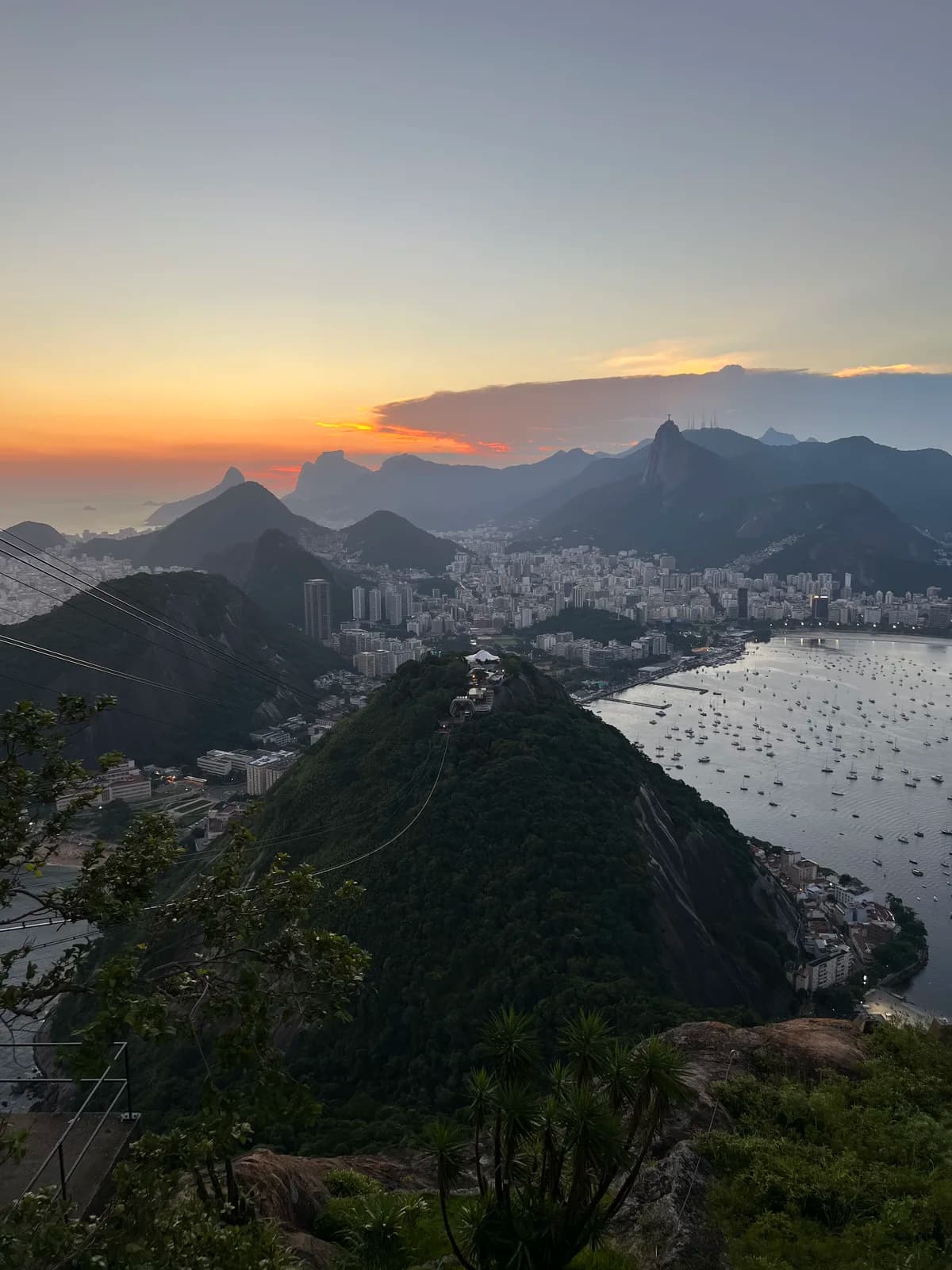 Sugarloaf view over Rio with Christ the Redeemer in the distance